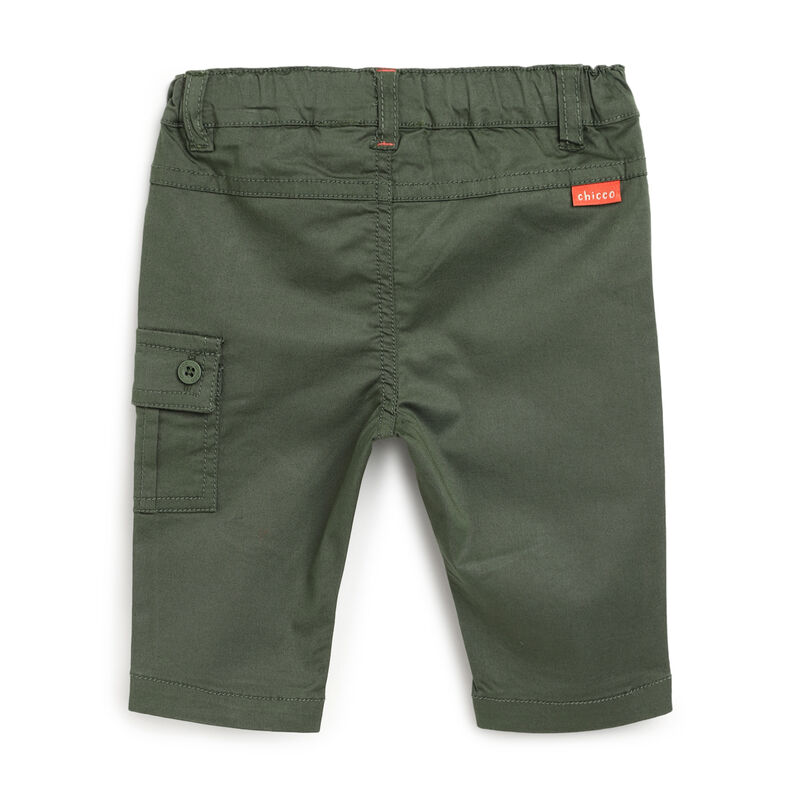 Boys Medium Green Solid Long Trousers image number null